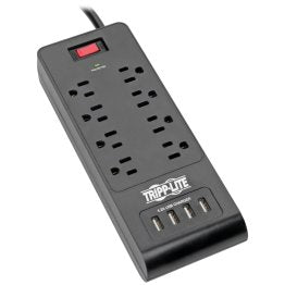 Tripp Lite by Eaton 8-AC Outlet and 4-USB Port 1,800-Joules Protect It! Surge Protector Power Strip, 6-Ft. Cord with Straight Plug, TLP864USBB