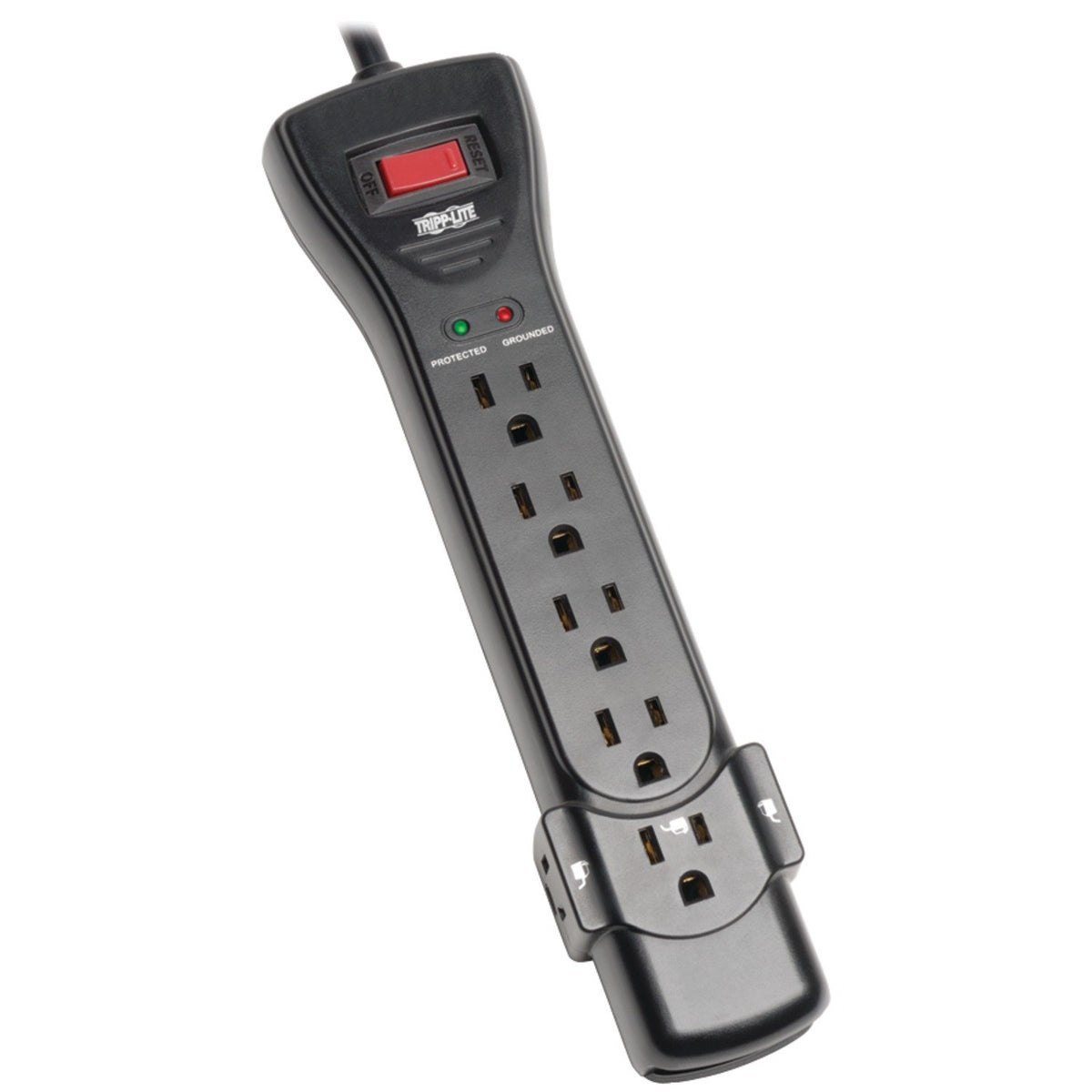 Tripp Lite by Eaton 7-AC Outlet 2,160 Joules Protect It! Surge Protector Power Strip with Right-Angle Plug (7 Ft.; Black)