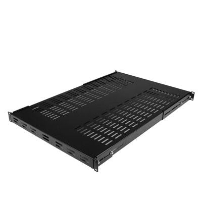 StarTech 1U 4-Post 19.5 to 38in Adjustable Mounting Depth Vented Rack Mount Shelf - Heavy Duty Fixed Rack Shelf - 330lbs / 150kg - 27.5in Deep