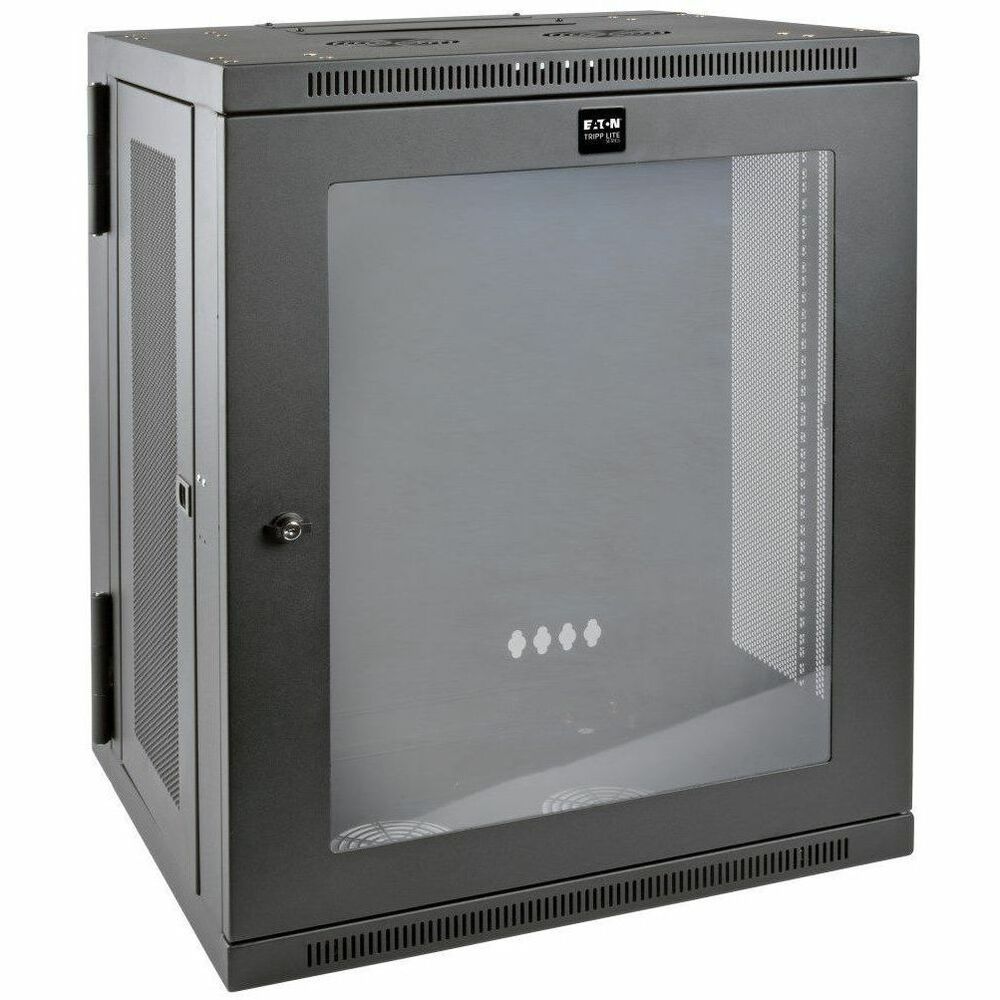 Tripp Lite by Eaton SmartRack 15U Low-Profile Switch-Depth Wall-Mount Half-Height Rack Enclosure Clear Acrylic Window Hinged Back
