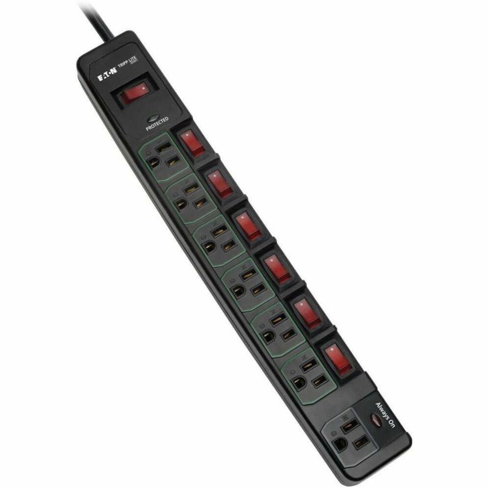 Tripp Lite by Eaton 7-AC Outlet 1,080-Joules ECO-Surge Energy-Saving Surge Protector Power Strip, 6-Ft. Cord with Straight Plug (Black)