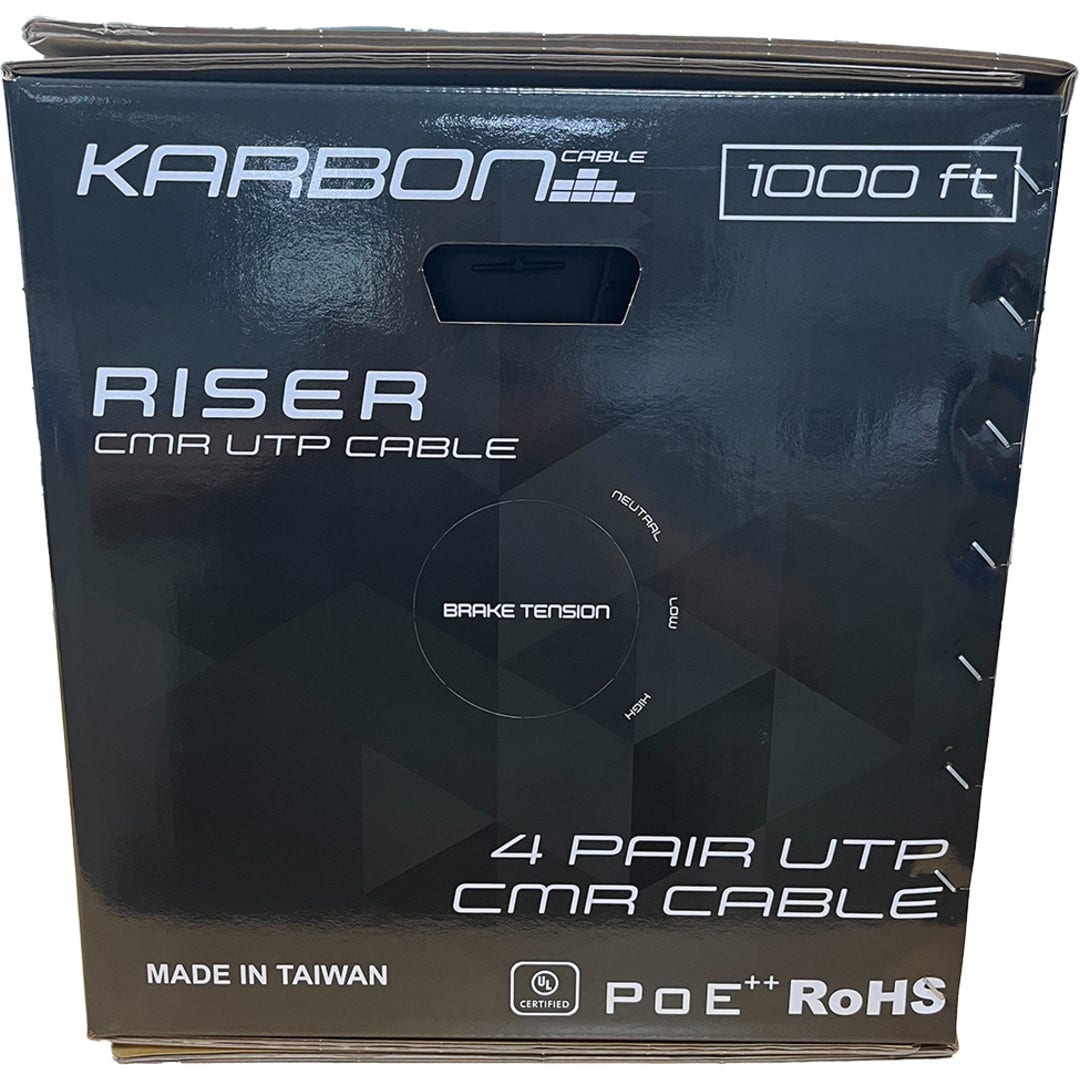 Karbon Wire K3444 Cat6A Solid Bare Coper UTP Riser 1000' Box - White