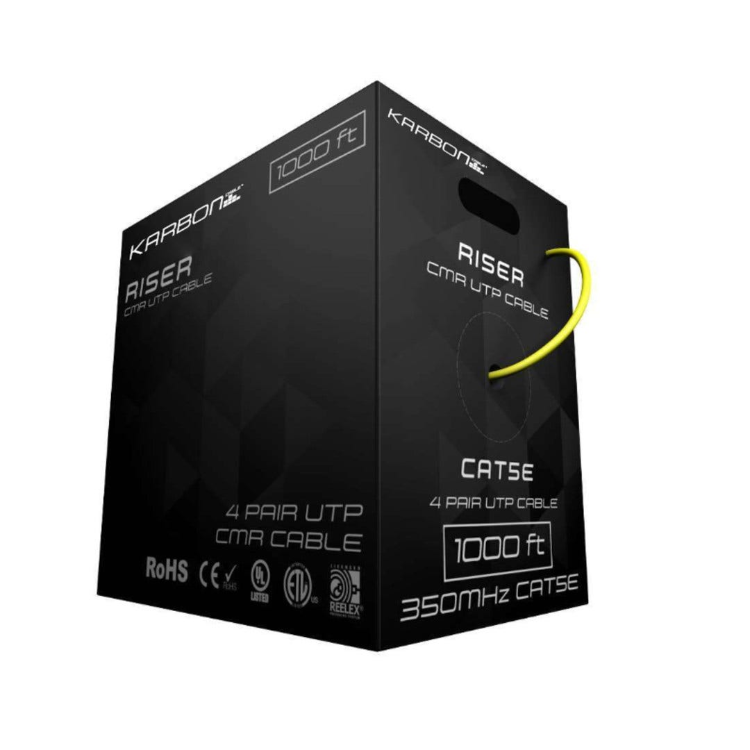 Karbon Wire K3431 Cat5E 350 MHz 24 Awg Solid CMR 1000' Box - Yellow