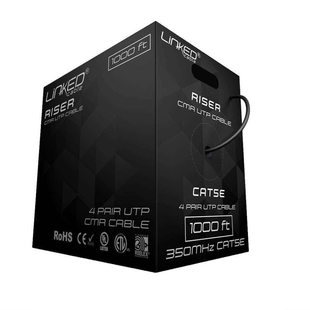 Karbon Wire K3432-BLK Cat5E 350 MHz 24 Awg Solid CMR 1000' Box - Black