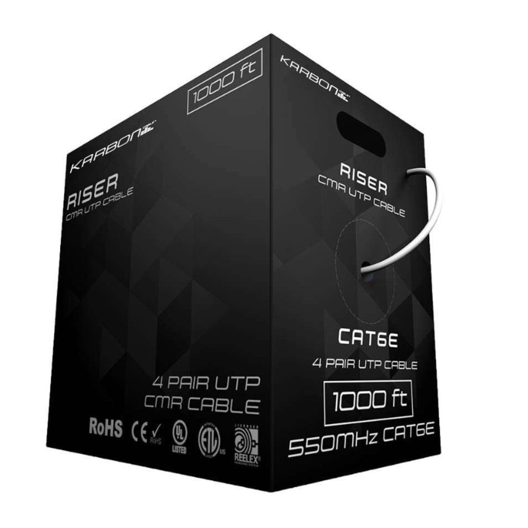 Karbon Wire K3435-WH Cat6 550MHz 23 AWG Solid UTP Cable 1000' Box - White