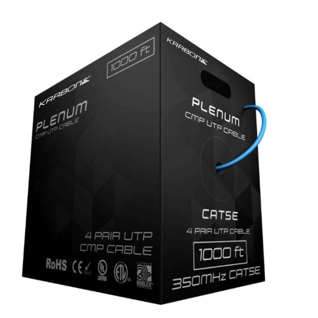 Karbon Wire K5801 Cat5E Plenum Solid UTP 1000' Box - Blue