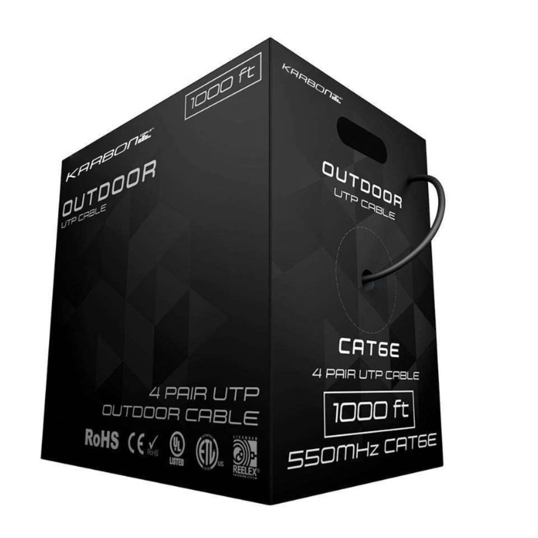 Karbon Wire K5805 Cat6 550MHz Outdoor UTP Cable 1000' Box - Black