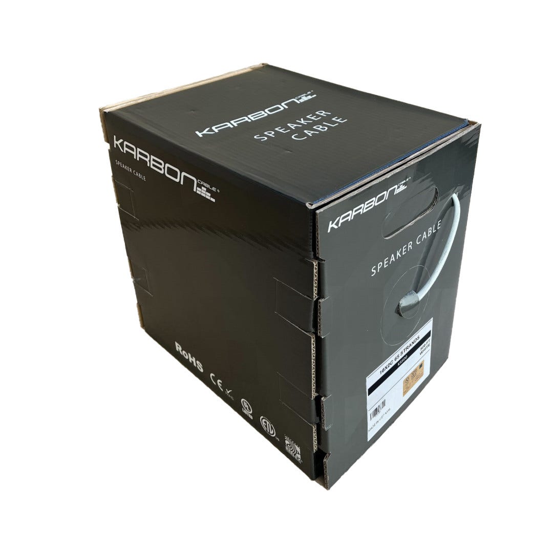 Karbon Wire K5500 16/2 Speaker Wire 65 strand 500' Box - White