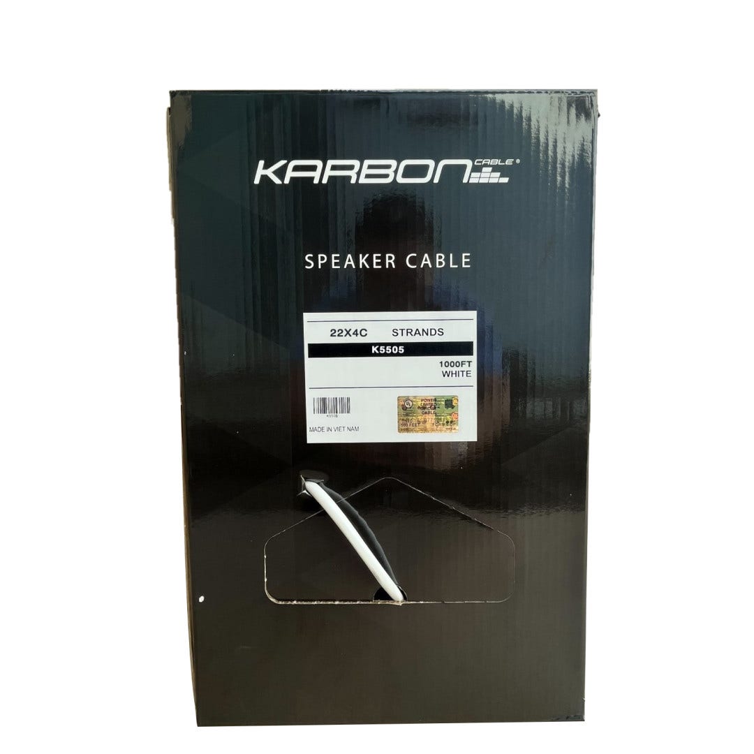 Karbon Wire K5505 22/4 Solid BC Alarm Wire 1000' Box - White