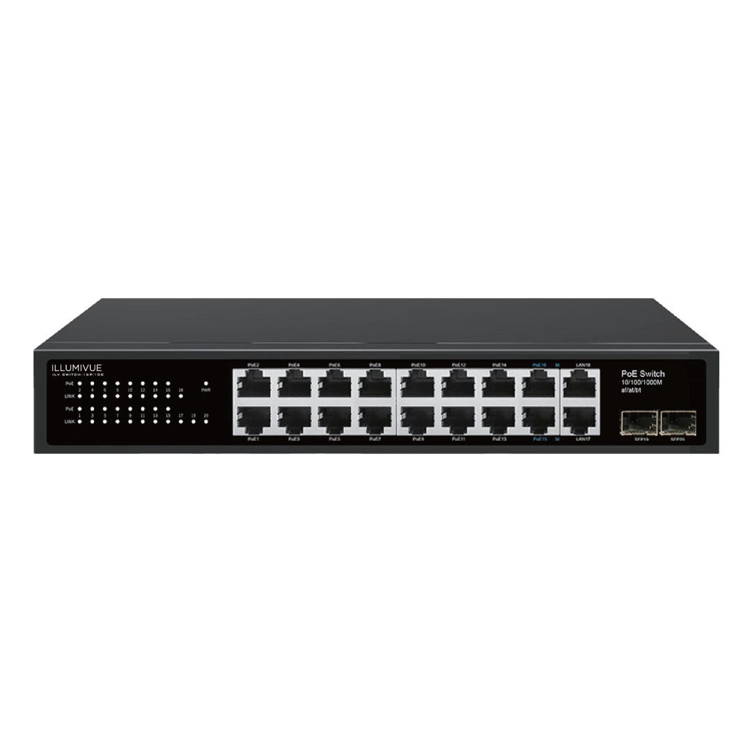 Illumivue SWITCH-16P/100 16-Port (UP+LINK) PoE Network Switch
