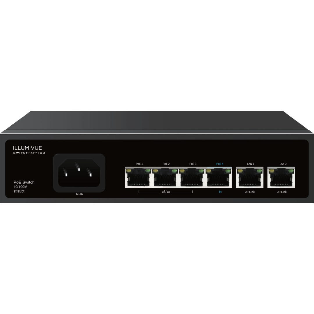 Illumivue SWITCH-4P/100 4-Port (UP+LINK) PoE Network Switch