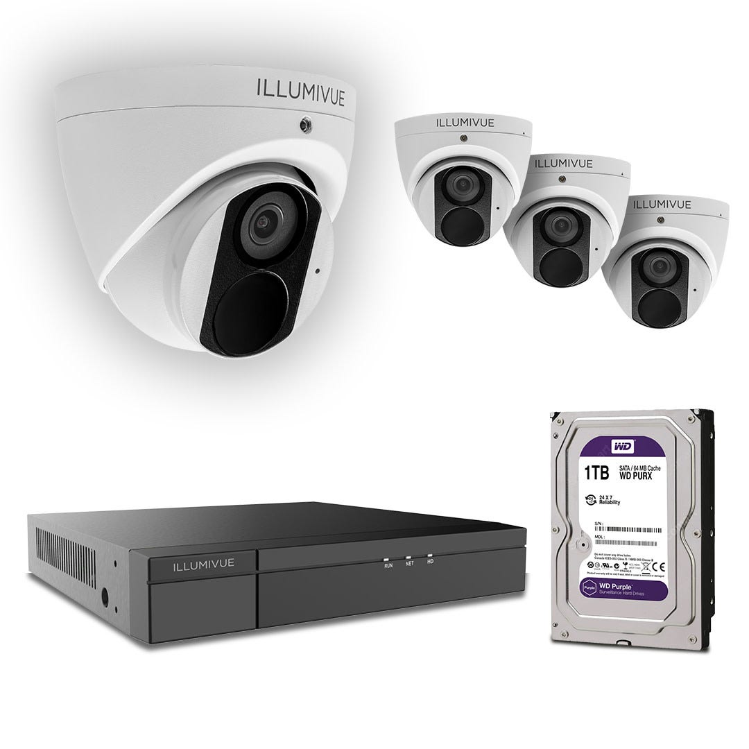 Illumivue NVR4KITV 4-Channel NVR Kit with 4MP IP Turret Camera with Night Color