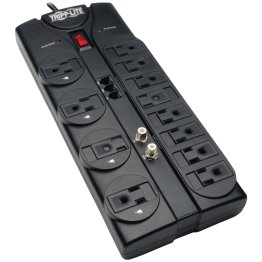 Tripp Lite by Eaton 12-AC Outlet, Telco, and Coax 2,880-Joules Protect It! Surge Protector Power Strip, 8-Ft. Cord with Right-Angle Plug