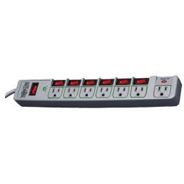 Tripp Lite by Eaton 7-AC Outlet 1,080-Joules ECO-Surge Energy-Saving Surge Protector Power Strip, 6-Ft. Cord with Straight Plug (Gray)