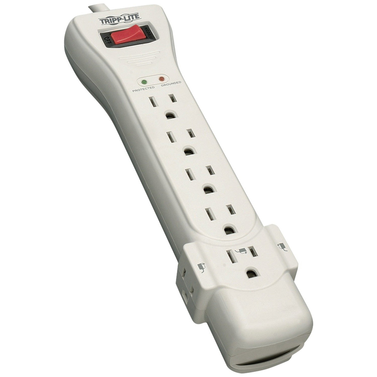 Tripp Lite by Eaton 7-AC Outlet 2,160 Joules Protect It! Surge Protector Power Strip with Right-Angle Plug (7 Ft.; Light Gray)