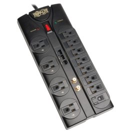 Tripp Lite by Eaton 12-AC Outlet, Telco, Coax, and Ethernet 2,880-Joules Protect It! Surge Protector Power Strip with Safety Covers, 8-Ft. Cord