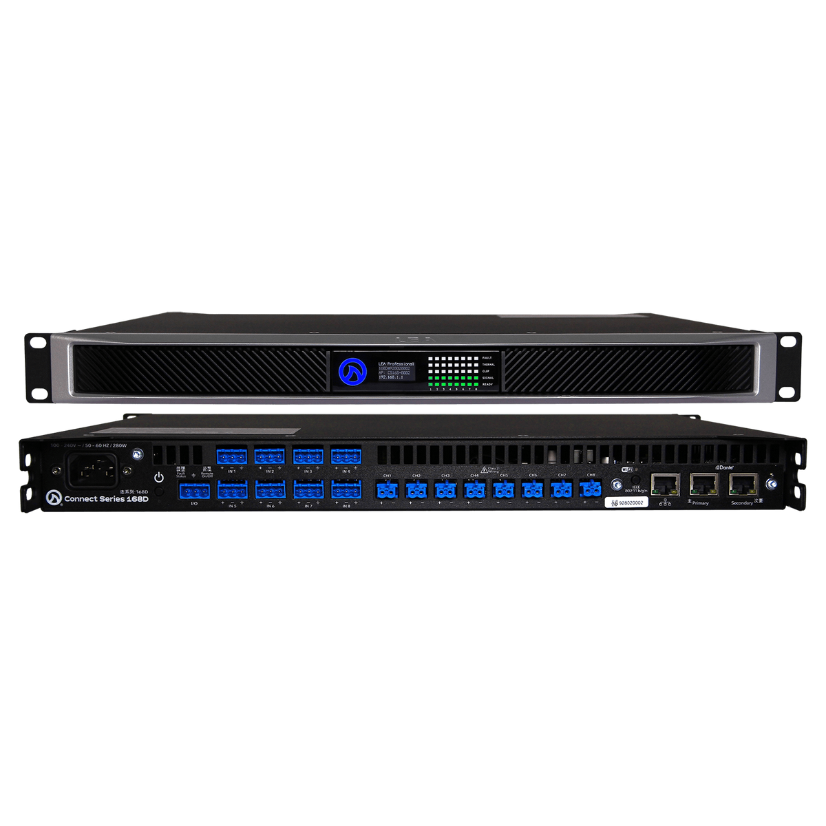 LEA Dante Connect Series 168D Power Amplifier | 8-Channel x 160W