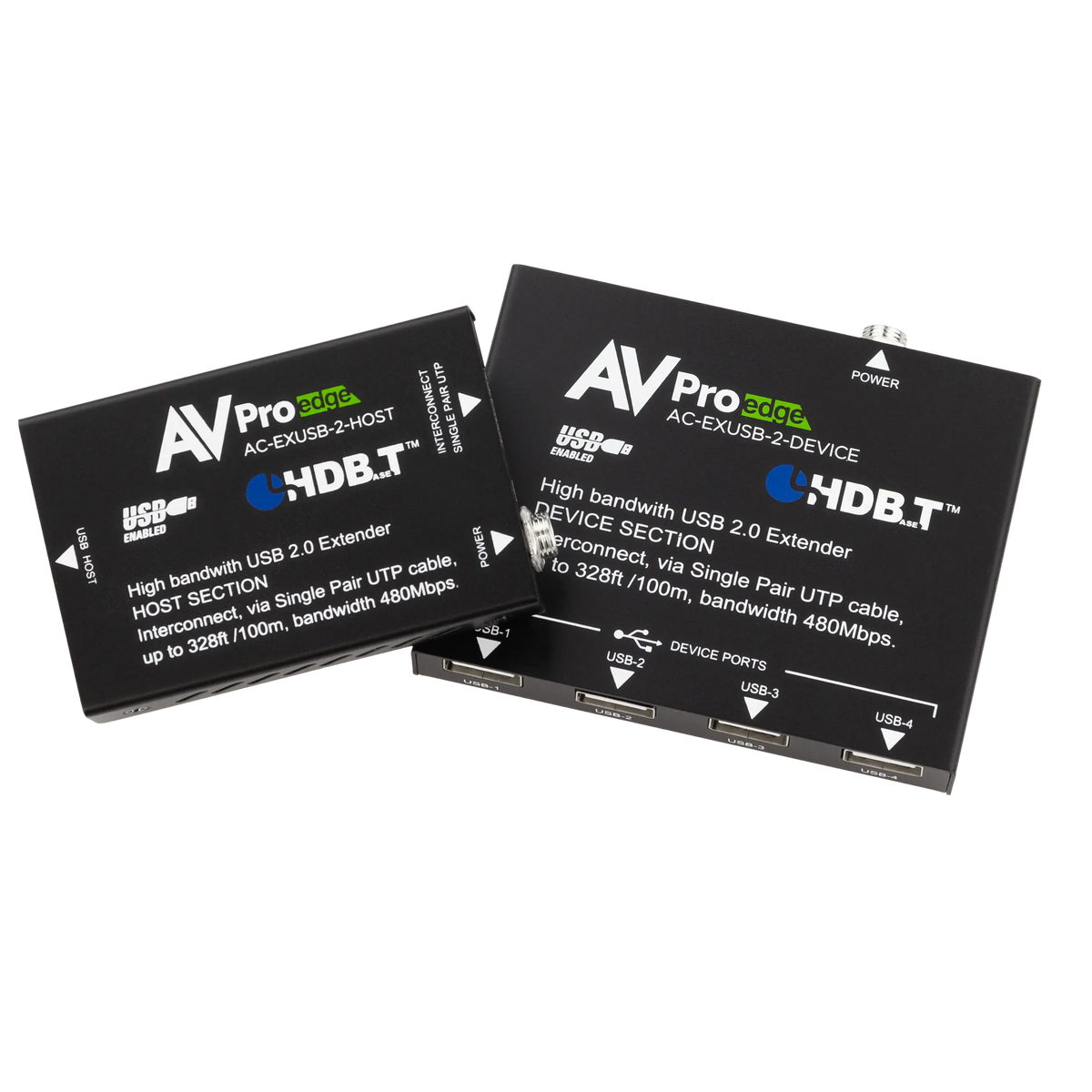 AVPro Edge 100 m USB 2.0 extender kit over HDBaseT, host and device