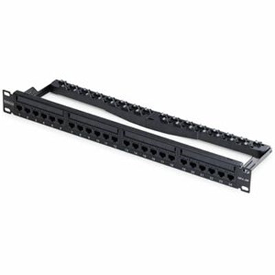 StarTech 24 Port 1U Feed Through Patch Panel with Cable Management Bar, Rackmount Cat6 Ethernet Patch Panel with RJ45 Inline Couplers