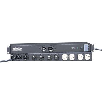 Eaton Tripp Lite Series Isobar 12-Outlet Network Server Surge Protector, 15 ft. (4.57 m) Cord with 5-20P Plug, 3840 Joules, Diagnostic LEDs, 1U Rackmount