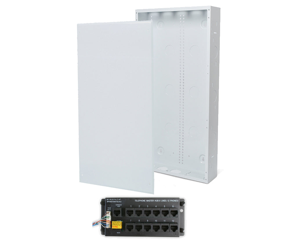 Wirepath 28" Enclosure Kit with Flush Metal Door, & 1x12 RJ45 Telephone Module