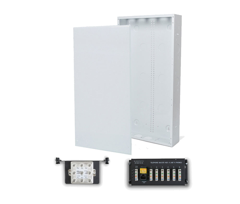 Wirepath 28" Enclosure Kit with Flush Metal Door, 1x6 Telephone, and 1x8 Video Modules
