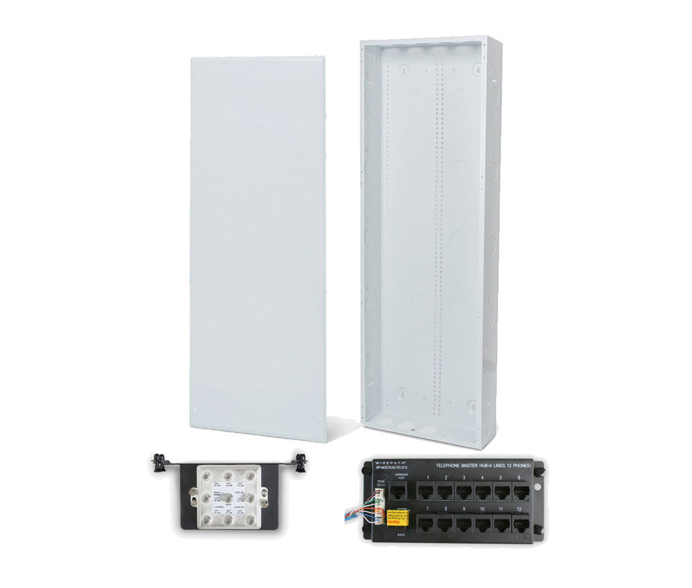 Wirepath 40" Enclosure Kit with Flush Metal Door, 1x12 RJ45 Telephone, and 1x8 Video Modules