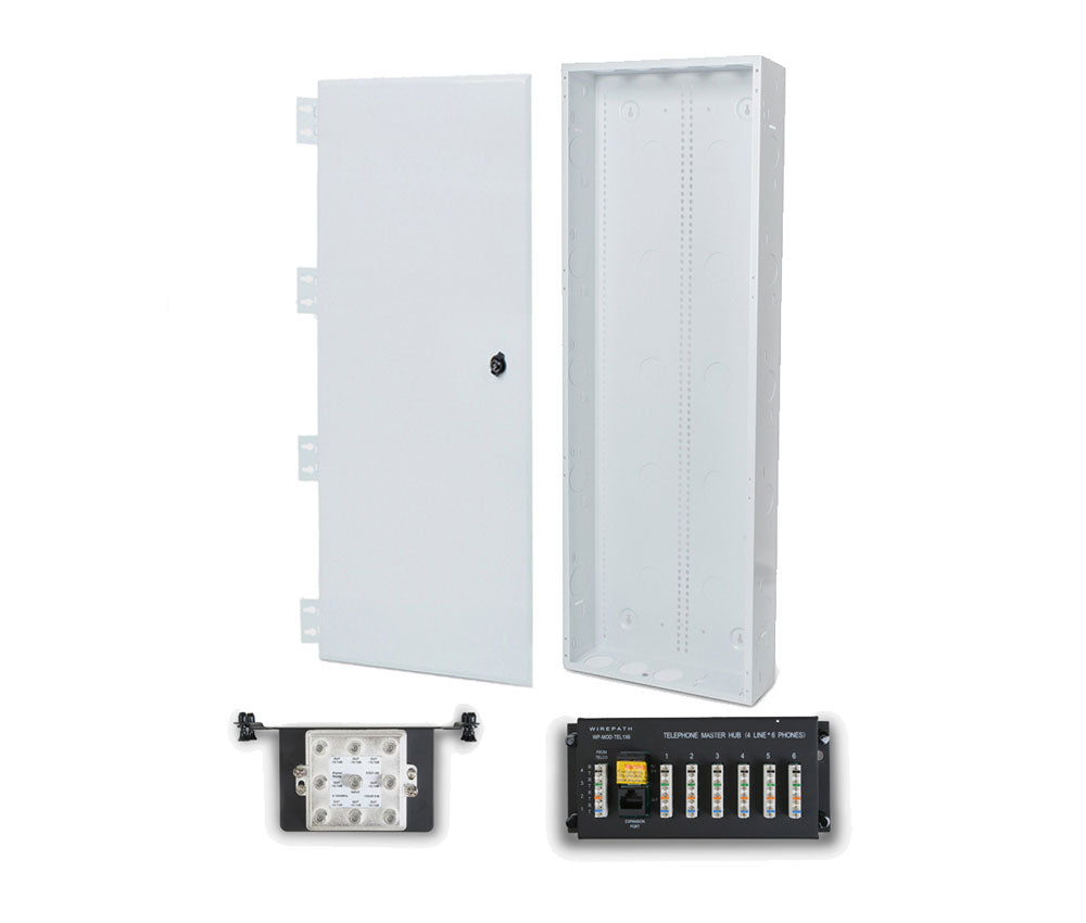Wirepath 40" Enclosure Kit with Hinged Metal Door, 1x6 Telephone, and 1x8 Video Modules