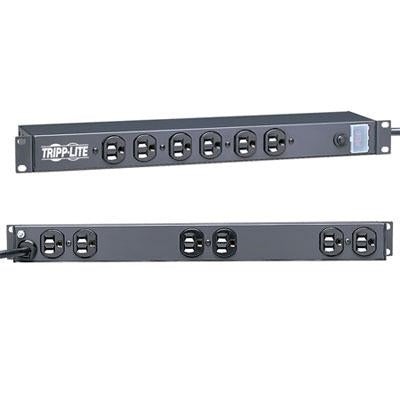 Tripp Lite by Eaton 1U Rack-Mount Power Strip 120V 15A 5-15P 12 Outlets (6 Front-Facing 6-Rear-Facing) 15 ft. (4.57 m) Cord