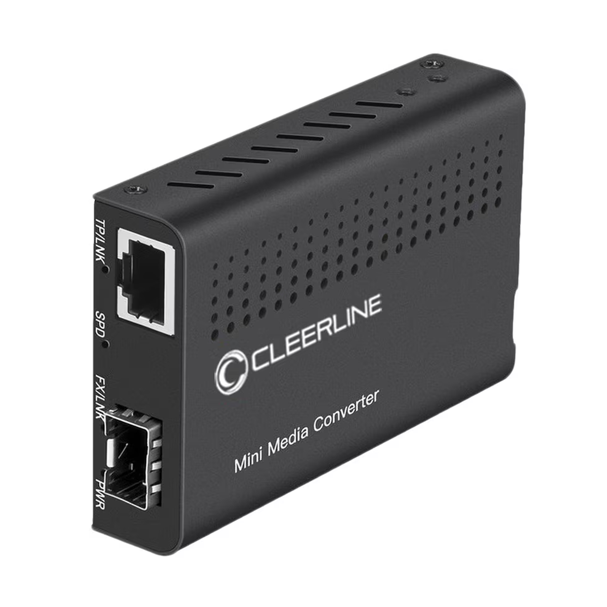 Cleerline SSF mini fiber media converter, 1G SFP to RJ45