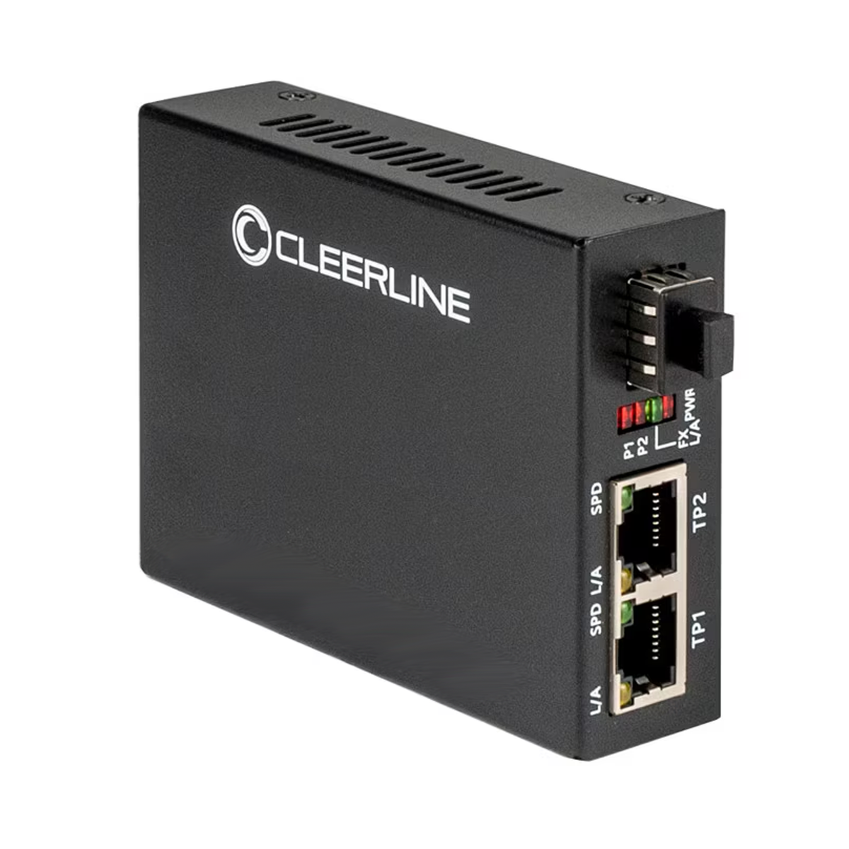 Cleerline SSF fiber media converter, 1G SFP to two RJ45 with PoE