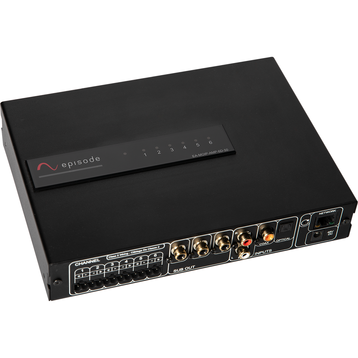 Episode 6-Channel/3-Zone 50W POE++ Amplifier DSP-Configurable with MoIP Streaming Capability Built-In